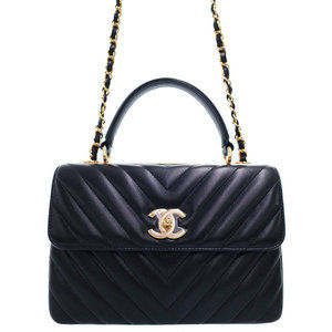 Chanel V Stitch Small Top Handle Flap Bag Black